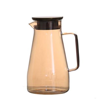 China Amazon Water Cooling Sustainable Hot Selling Colorful Glass Jug With Colorful Handle And Stainless Steel Cover for sale