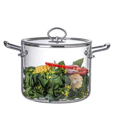 China 2.5L 3.5L 4.5L 5.5L high quality durable clear transparent heat resistant glass cooking pot large size for sale