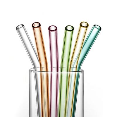 China Viable Custom Logo Transparent Drinking Straws Set Eco Friendly Reusable Glass Straw Pipe for sale