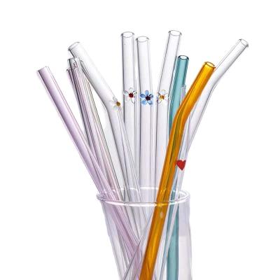 China Viable Printing Creative Borosilicate Glass Juice Coffee Wine Bear Straw Colorful Can Be Cleaned By Bristle Brush for sale