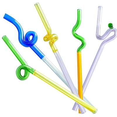 China Heat Resistant Straw Viable Glass Creative Design Multicolor Bend Straw For Hot And Cold Drinks for sale