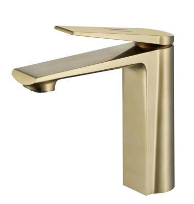 China OEM Thermostatic Brass Hot Sale Decor Bathroom Sink Basin Basin Faucets Gold PVD Unusual Mixer Taps for sale