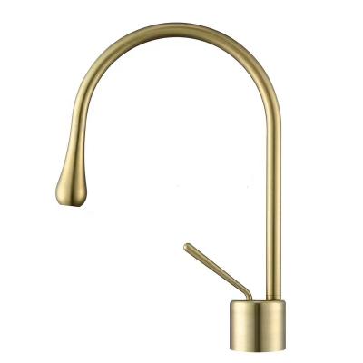 China Thermostatic Faucets Brushed Gold Brass Faucets Single Handle Antique Basin Faucet for sale