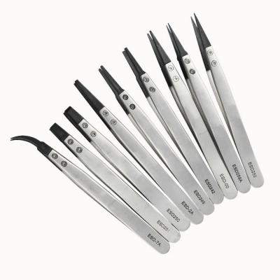 China Vetus Durable Professional Eyebrow Tweezers ESD Maker Tip Disposable Medical Oblique Eyebrow Tweezers Stainless Steel for sale