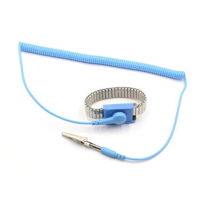 China Customized High Quality Electronic Adjustable ESD Wholesale Elastic Stainless Steel Anti-Static Wrist Strap for sale