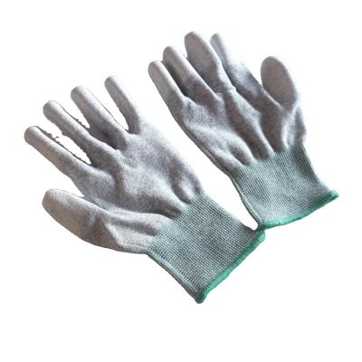 China 13G Gray Carbon Fiber Yarn Fingertip Glove PU Electronic Top Static Fit Circuit Board Factory and Factory Anti Static Coated ESD Safety Gloves for sale