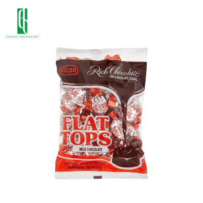 China Doypack stand up bag wholesale food grade plastic moisture proof eco edible chocolate bar packaging with window for sale