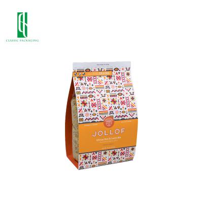 China Custom Printed Barrier Disposable Stand Up Pouch Packaging Flat Bottom Paper Bag for sale