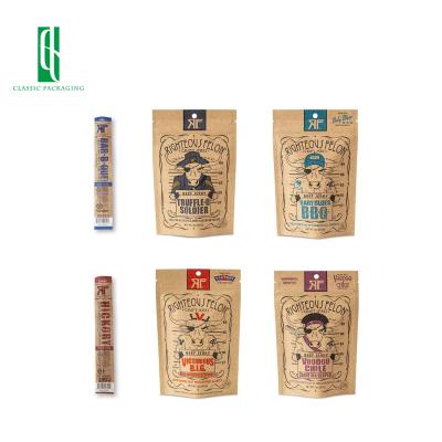 China Promotional Recyclable Top Proof Dried Barrier Smell Proof Zipper Dried Beef Bag Water Meat Wrapping Paper Packaging for sale