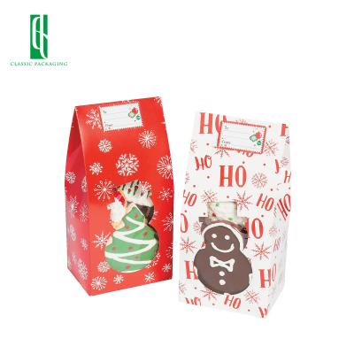 China Doypack Stand Up Low MOQ Custom Printed Christmas Kraft Paper Cookie Back Bag Sealed Bag With Zipper for sale