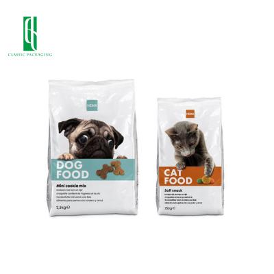 China Eco Friendly Low MOQ Recyclable Heat Seal Pet Food Packaging Bag Biodegradable Zipper Fitted Mylar Bottom Bag for sale