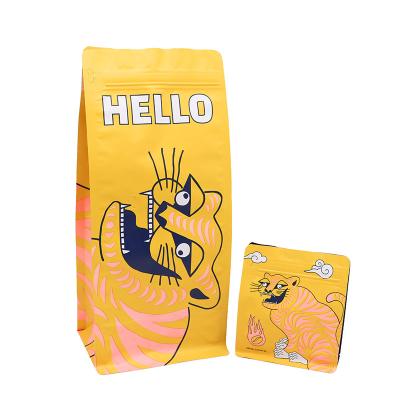 China Low MOQ Moisture Proof Custom Printed 1lb 2lb 5lb Coffee Bags Flat Bottom With Zipper With Valve for sale