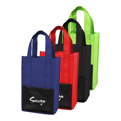 China Factory Price Wholesale Eco-friendly 2 Bottle Heavy Duty Eco-friendly Non Woven Wine Packaging Shopping Bag for sale