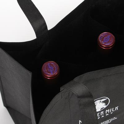 China PromotionalBag Eco-friendly Custom Printing Nonwoven 2/4/6 Bottles Non Woven Wine Bottle Bag for sale