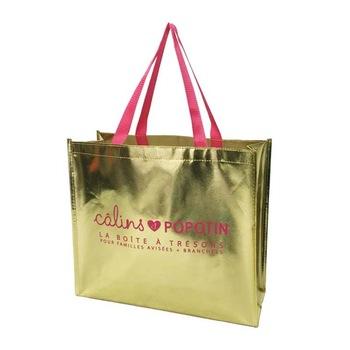 China Recyclable Cheap Price Manufacturer Reusable Metallic Foil Laminated Shopping Non Woven Fabric Bag for sale