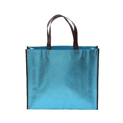 China Recyclable Portable Advertising Carry Bag Non Woven Fabric Bags Metallic Foil Laminated Shopping Bags for sale