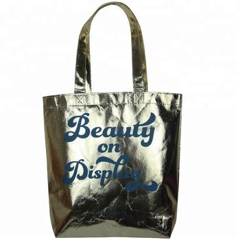 China Low MOQ Recyclable Customized Durable Non Woven Metallic Foil Laminated Tote Bag Shopping Bag for sale