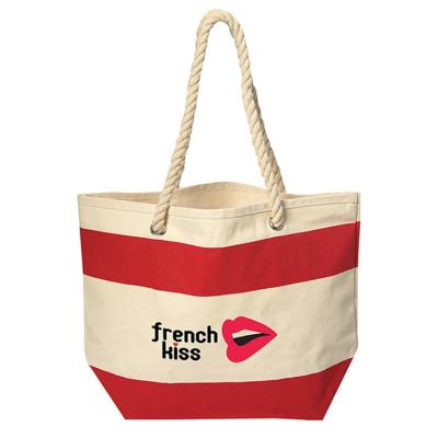 China Cheap Wholesale Eco-friendly Fashion 12oz Canvas Rope Handle Beach Bag Tote Shopping Bag Cotton Canvas Bag for sale