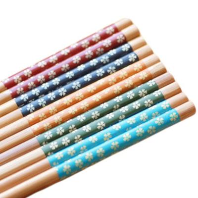 China Sustainable Natural Carbonized Family Use Bamboo Custom Printed Chopsticks Set Japanese Style Recycling Round Bamboo Chopsticks for sale