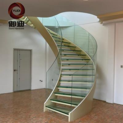 China Modern Design High Quality Carbon Steel Interior Curved Steel Glass Stairs Design for sale