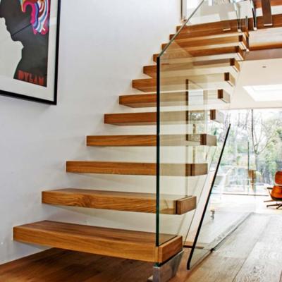 China Modern Indoor Customized Floating Stairs Kits Cost With Floating Steel Stairs Stringer Structure Ideas for sale