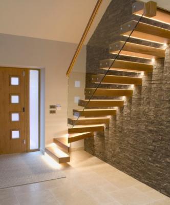 China Modern Modern Wood And Glass Floating Staircase For Building Floating Staircase for sale