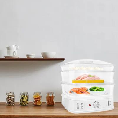 China Easy Operate Professional Plastic Electric Food Steamer 25L Chinese Mainland 3 Layer Size 404*301*312mm Cooker Steamer Set for sale