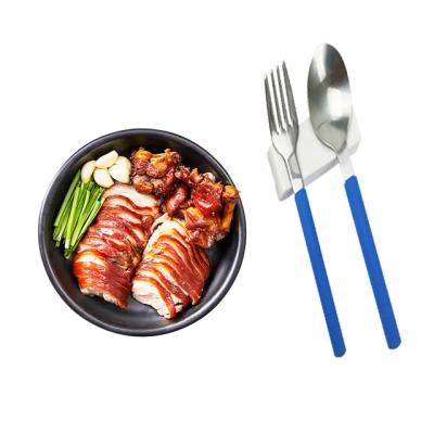 China New Viable Portable Detachable Blue Cutlery Fork Knife Ware 2PCS High Quality Tableware Set For Daily Meals for sale