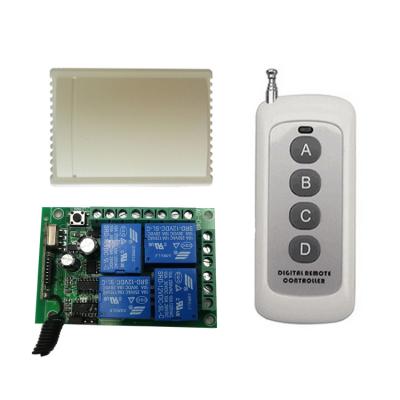 China Automitic gate/garage door/universal DC 12V 4CH relay wireless remote control receiver module window switch etc. with 4 channel remote RF 433 MHz transmitter for sale