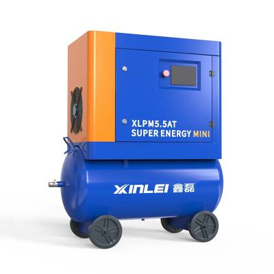 China XLPM5.5AT 4kw 5.5HP 7/8/10 Bar Lubricated Mobile Mini Rotary Screw Air Compressor for sale