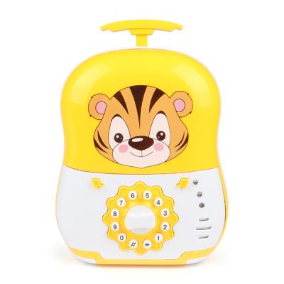 China Yellow Plastic Suitcase Xiaoboxing Cartoon Coin Storage Tiger Atmosphere Money Saving Box Piggy Bank Cash Password Box for sale