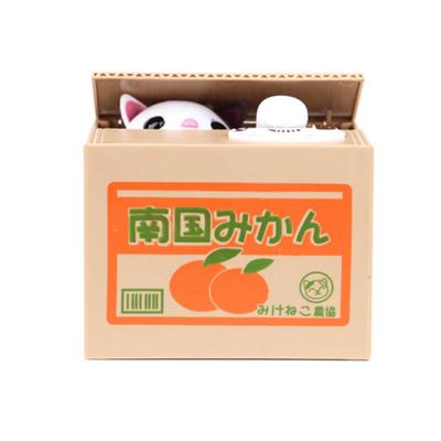 China Xiaoboxing healthy custom accept coin_collection Japanese orange storage box cat plastic piggy bank for sale