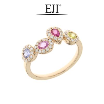 China TRENDY 18K 750 Rose Gold Yellow Sapphire Pink Sapphire Diamond Ring For Daily Wear Smart Causal Look for sale