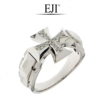 China Modern Design CLASSIC Cross Shape 18k Gold Diamond Ring For Gents for sale