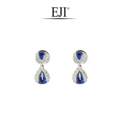 China 2020 CLASSICS fashion popular high-end something 18K blue gold Sapphire Diamond Earrings for sale