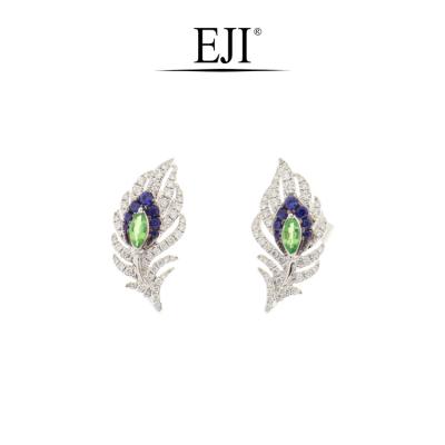 China 2020 High Quality CLASSIC Sapphire Green Garnet Diamond Fashion 18K Gold Earrings for sale