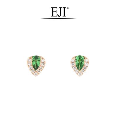 China 2020 New Green CLASSIC Design Fashion Jewelry 18K Gold Garnet Diamond Stud Earrings for sale