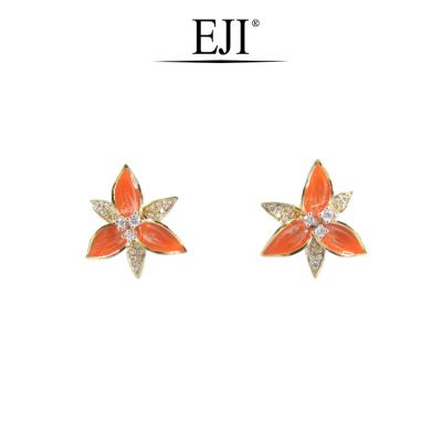 China Hot New Products CLASSIC 18K White and Yellow Gold Diamond Enamel Earrings for Anniversary for sale