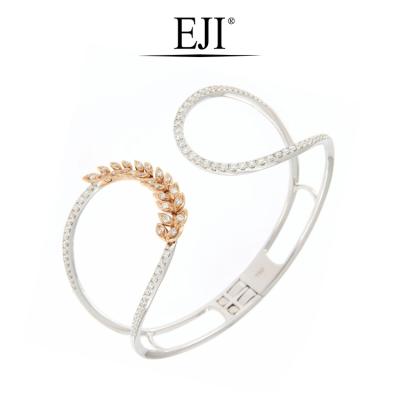 China Trendy Fashion Simple 18K White and Rose Gold Diamond Bangle European Jewelry For Female Gift Fits for sale