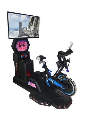 China Black Color Stationary Bike With Virtual Reality Multi-Program Steel Material for sale