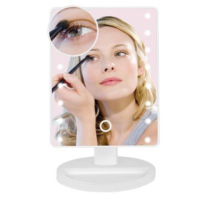 China Touch Switch Dressing Table Mirror with Lights Touch Screen 16 Led Lighted Makeup Mirror with 4 AA Battery 180 Degree Removable Large Size Rotation for sale