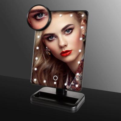 China 20 LED Magnifying Mirror Desktop 10x Touch Lit Makeup Mirror Vanity Mirror for sale