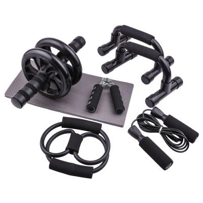 China Multifunctional Ab Wheel 7 in 1 Kit Core Strength and Abdominal Exerciser with Push Up Bar Knee Mat Jump Rope Hand Gripper Pull Ring for sale