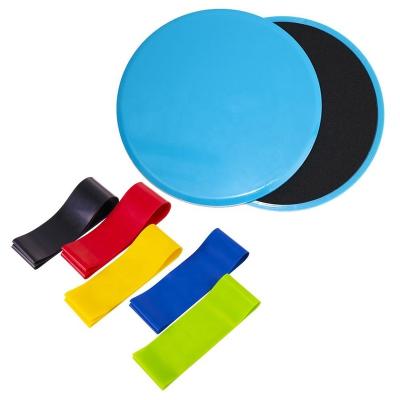 China Home Exercise 2 Plates, Exercise Core Sliders, Gliding Discs with Resistance Band Exercise Loop Unites Abdominal Trainers for sale