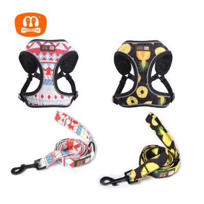 China MIDEPET Factory Price New Pet Inventions Printing Dog Harness Padded Dog Harness And Leash for sale