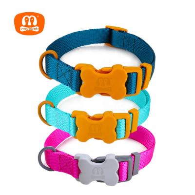 China Wholesale Hot Selling Custom Quick Release Midepet Amazon Bone Buckles Colorful Adjustable Breathable Soft Nylon Dog Collar for sale