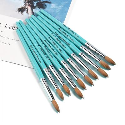 China Professional Manicure Tools Customized 2022 Kolinsky Nail Supplies 100% Acrylic Nail Brush Sand Wood Oval Hair Brush Art Brush #14 for sale