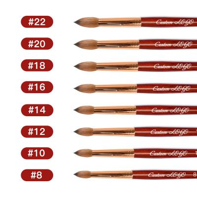 China Kolinksy Professional Nail Wrapping Tools Custom Unique High Quality Sand Brushes Acrylic Nail Brush Volume For Kolinsky 777 Acrylic Manicure Size 8-#18 for sale