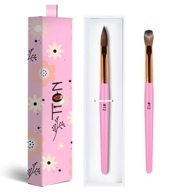 China NAIL 2022 Good Quality Rose Golden Ferrule Round Acrylic Pink Handle Brushes Sand 100% Kolinsky 16 18 20 For Manicure Power for sale