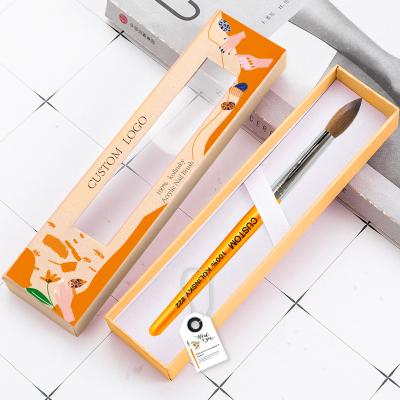 China New 100% Acrylic Nail Brush Kolinsky Sand Hair Powder 22 Crystal Orange Wooden Handle Manicure Powder 24 26 With Package for sale